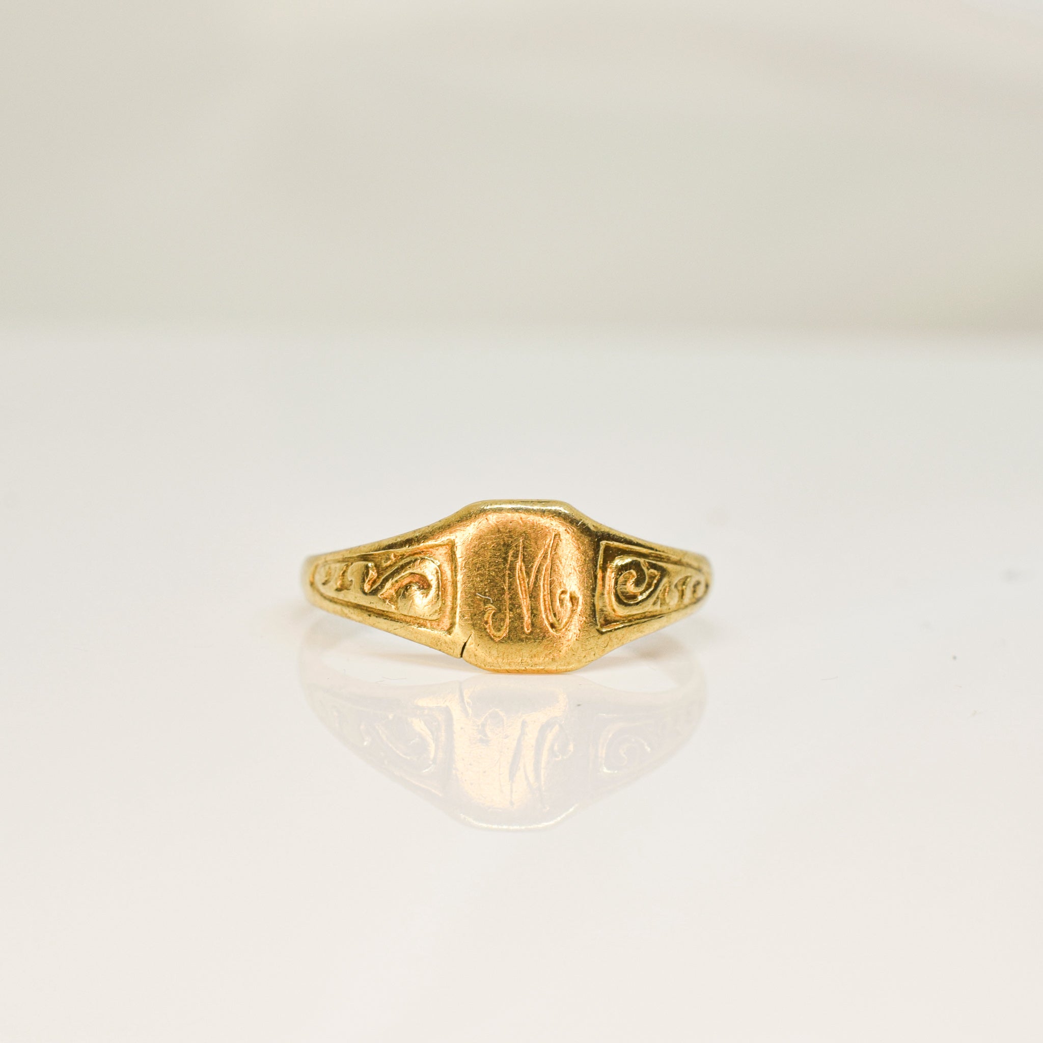 M Pinky Signet Ring