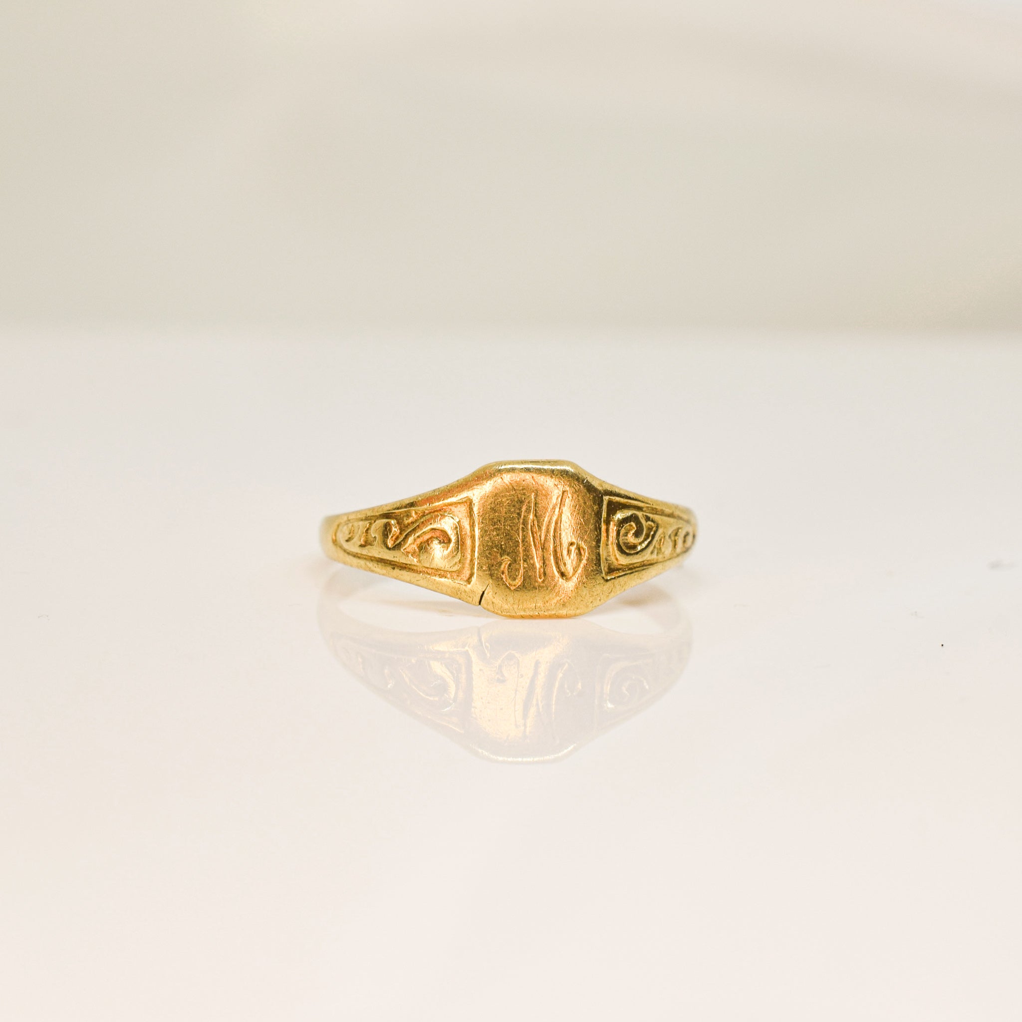 M Pinky Signet Ring