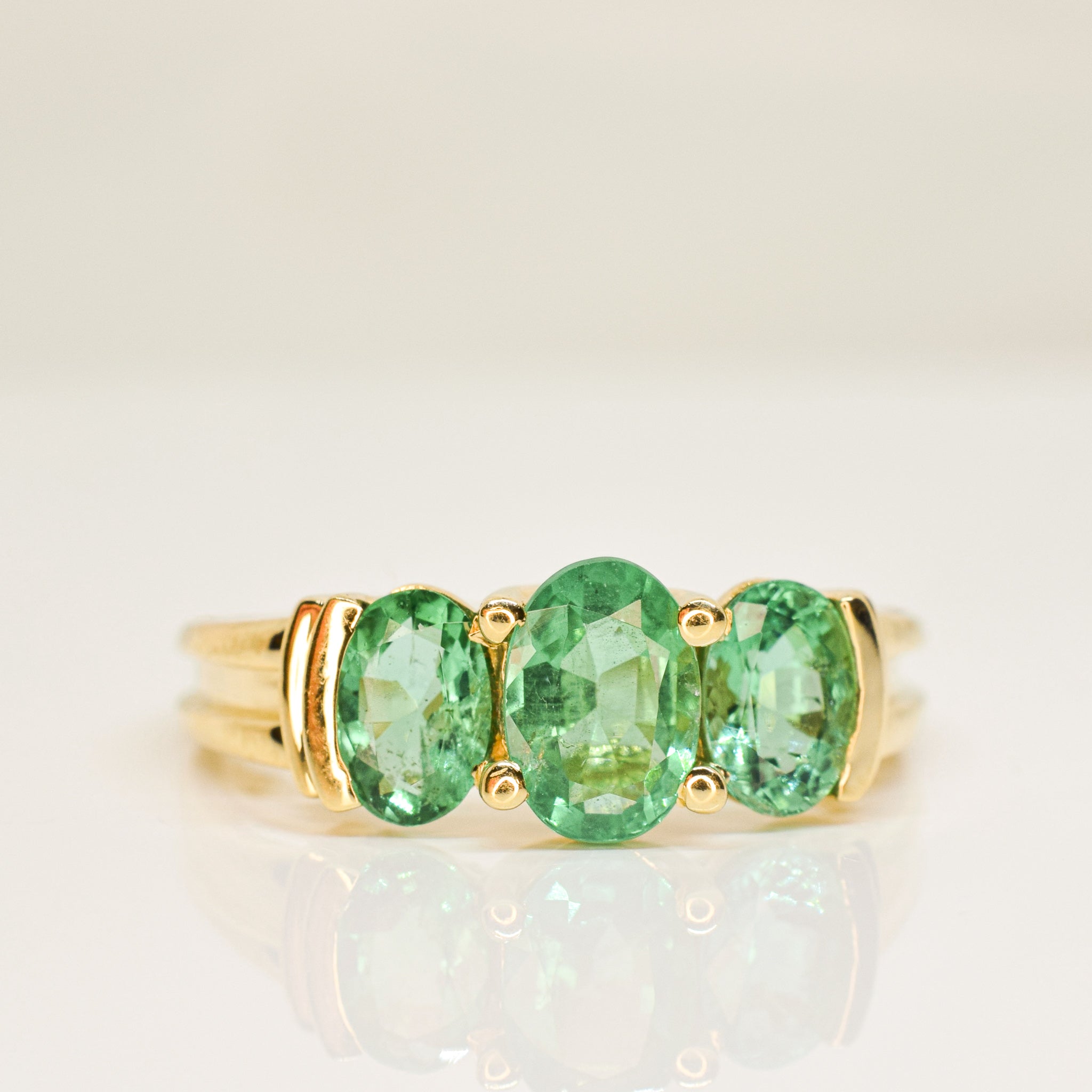 Green Topaz Trilogy Ring