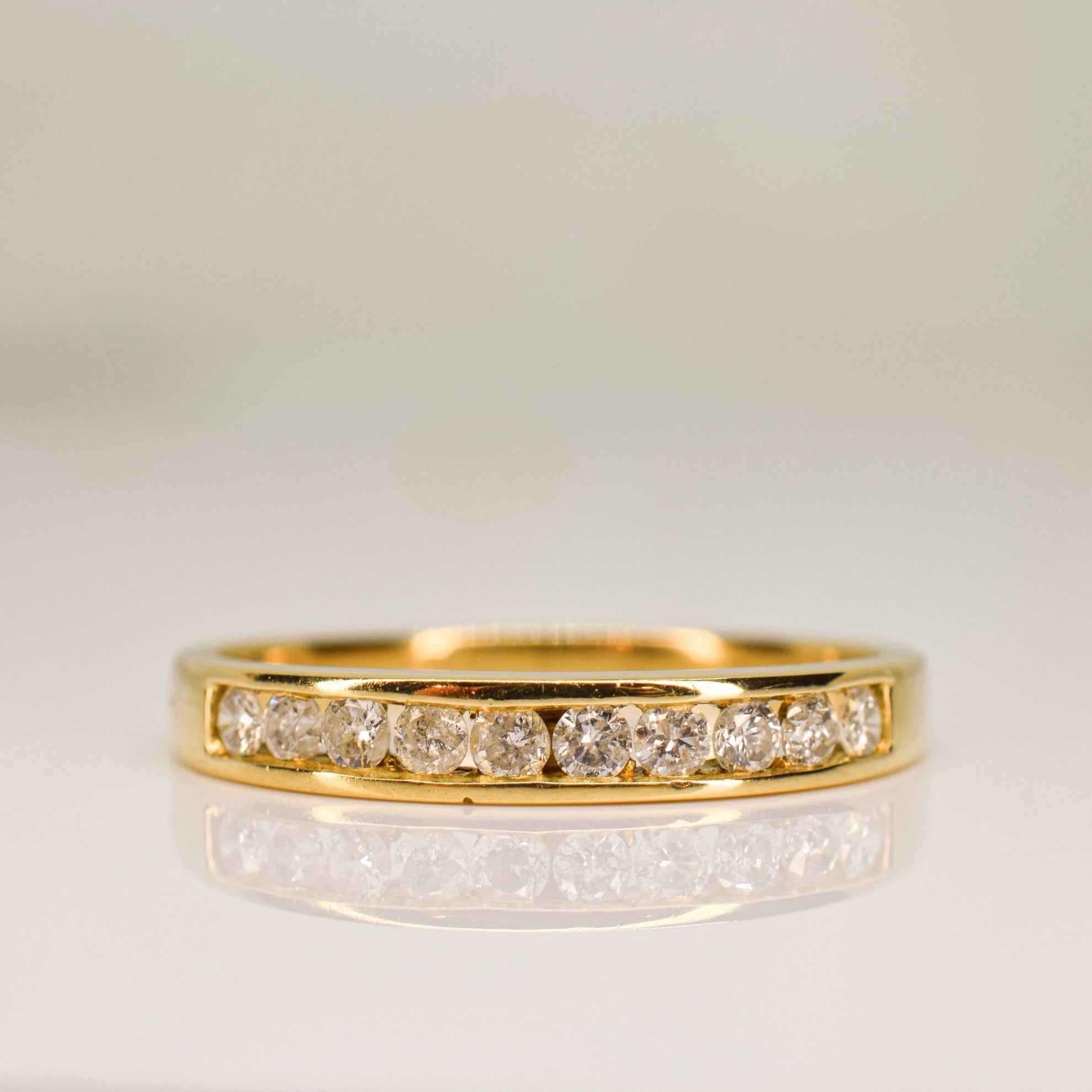 vintage 14kt channel set diamond ring